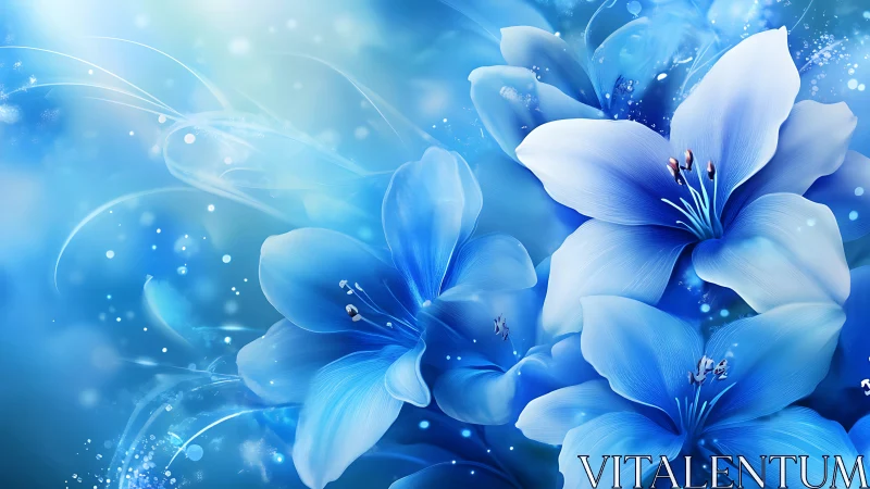 Spectral cyan floral bloom under luminous bokeh diffusion.