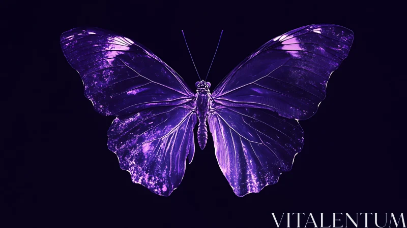 Iridescent violet butterfly in luminous digital glow.