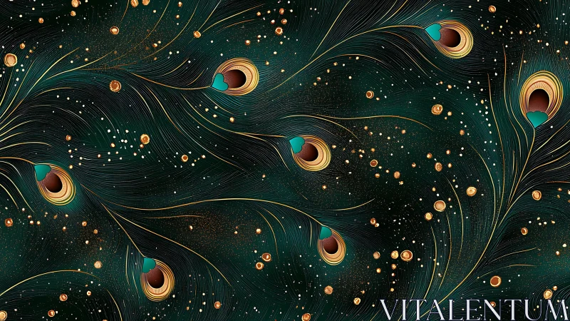 Celestial peacock whispers swirling through emerald midnight.