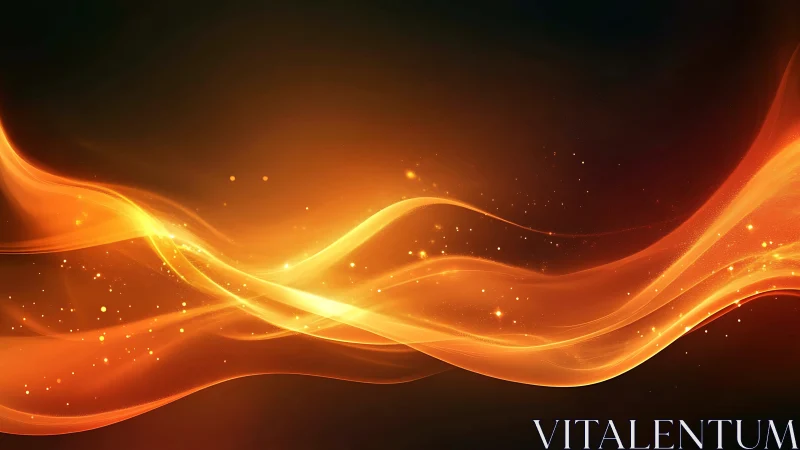 Golden Luminescent Waves: Abstract Energy Flow Design.