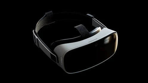 VR headset rendered with high contrast lighting and reflective visor