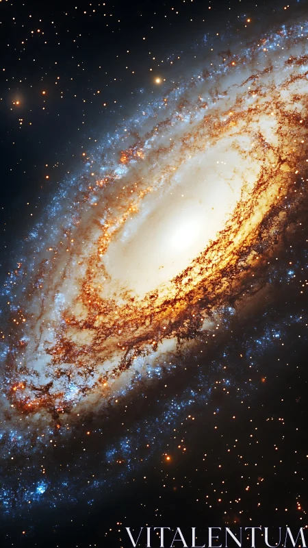 Spiral galaxy ignites cosmic dust in swirling starfire rings.