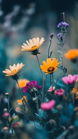 Chromatic Wildflower Composition: Selective Focus Botanical with Depth Gradation