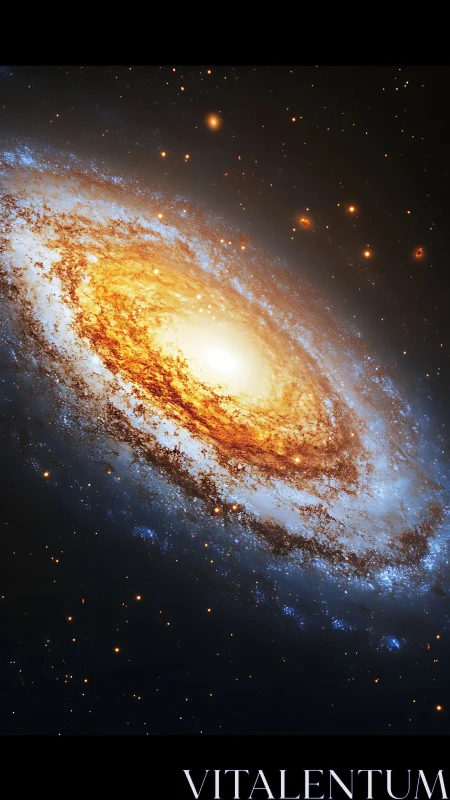 Spiral galaxy core with bright stellar disk and halo glow.