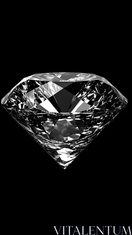 Single cut diamond rendered on pure black background