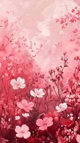 Floral gradient composition with botanical silhouettes and soft forms