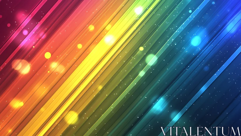 Diagonal rainbow light streaks with soft glowing bokeh.