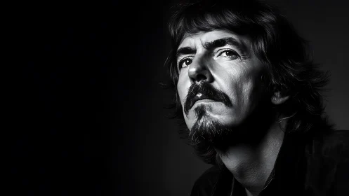 Brooding monochrome male portrait in dramatic chiaroscuro.