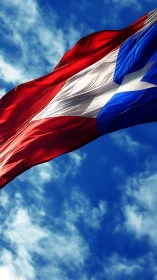 Vibrant tricolor flag waves boldly against bright sky