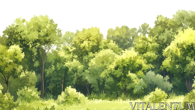 Sunlit Forest Canopy with Dense Green Foliage