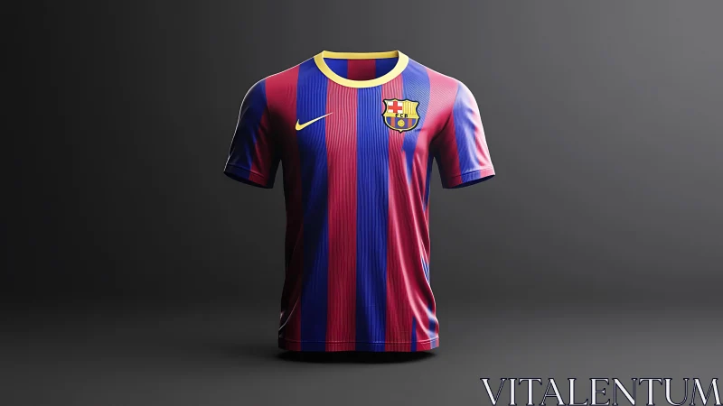 Striped crimson and navy jersey hovers like a lit trophy