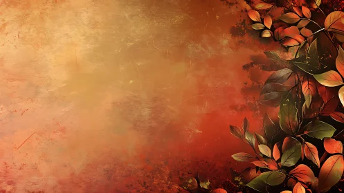 Autumn foliage border over textured warm gradient background.