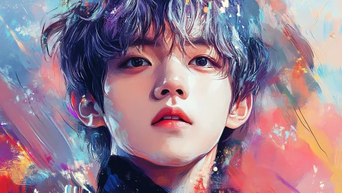 Portrait shows stylized digital painting of young person