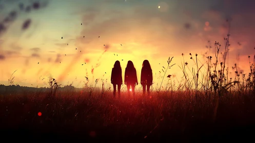 Twilight trio rooted in ember grass and wandering light.