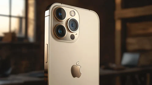 iPhone 13 Pro Max in Gold - Triple Camera System Display