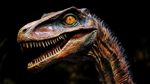Realistic dinosaur head model with sharp teeth in profile