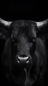Midnight bull emerges from darkness with polished thunder