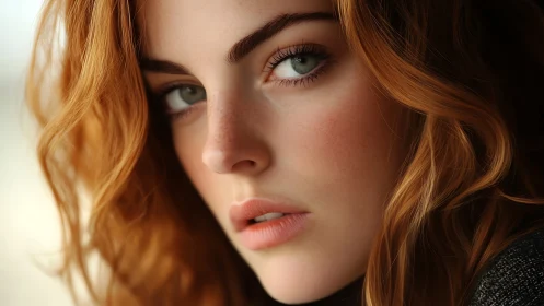 Soft-lit portrait captures intense green-eyed expression beautifully.