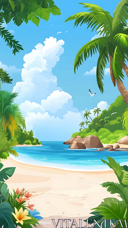 Tropical Paradise Cove Beckons With Pristine Shores.