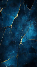 Midnight blue cracked marble with luminous gold veins.