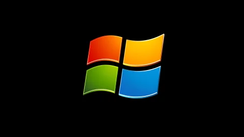 Curved four-color window emblem centered on black field