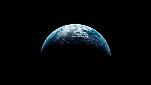 Blue dawn over Earth’s curve in an endless velvet cosmos.