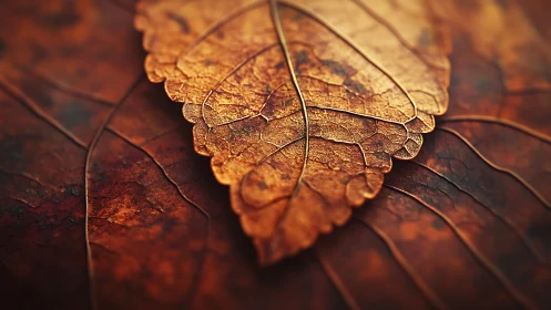 Single dry leaf rendered in detailed macro close-up view