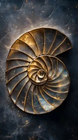 Golden nautilus spiral quietly maps a tiny private galaxy