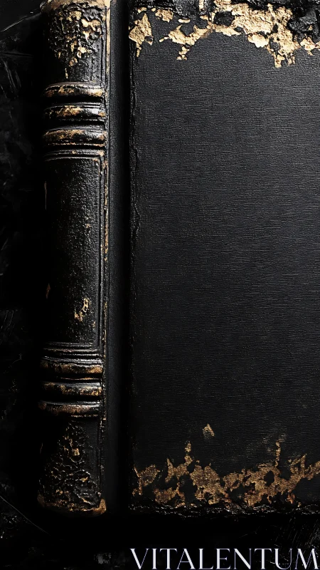 Timeworn black book with gilded edges and quiet mystery.