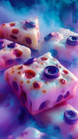 Crystalline Game Controllers with Luminescent Prismatic Overlays.