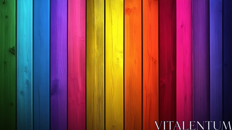 Vertical colored planks form evenly spaced wooden paneling