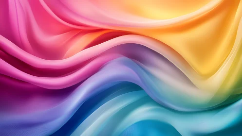 Layered rainbow fabric waves in smooth abstract motion.