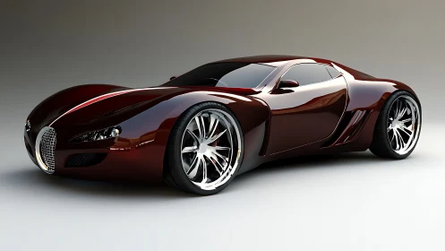 Sleek ruby concept car basking in soft studio light.