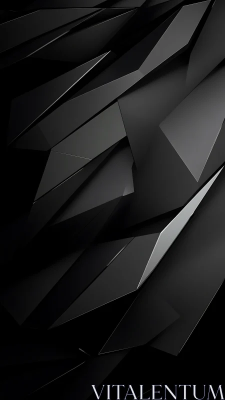 Angular black geometric planes forming layered abstract surface.