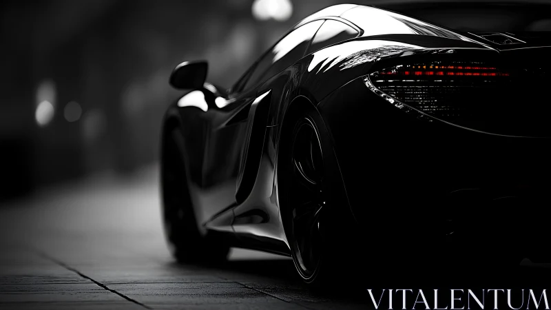 Sculpted supercar silhouette in moody monochrome light.