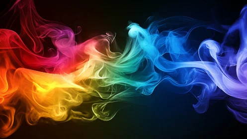 Digital painting of prismatic smoke ribbons on dark ground.