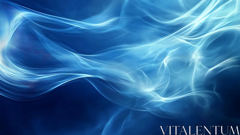 Flowing Blue Abstract Waves in Digital Art Style.