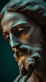 Classical sculpted bust in cinematic 3D chiaroscuro lighting.