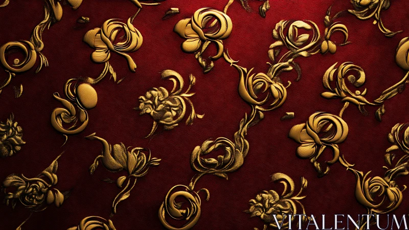 Baroque Blooms Dance Across Crimson Velvet.