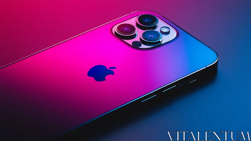 iPhone Pro Max with gradient magenta-to-blue finish