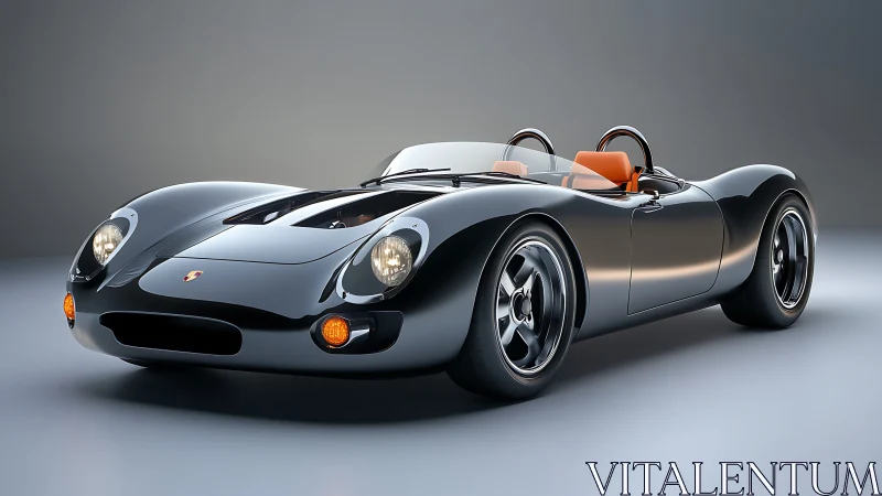 Streamlined black roadster rendered in studio-grade lighting.