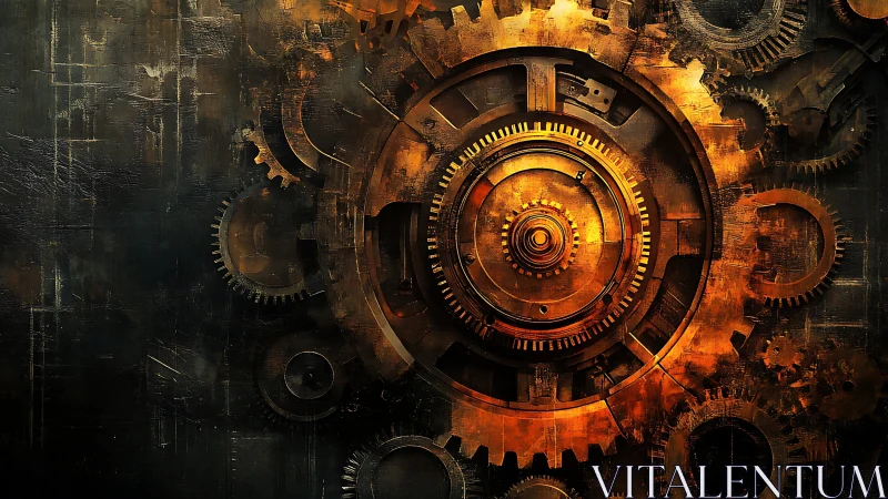 Clockwork sun ignites a cathedral of molten gears