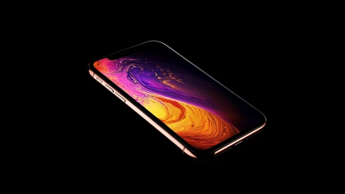 Sleek smartphone glowing with rich, swirling color art.