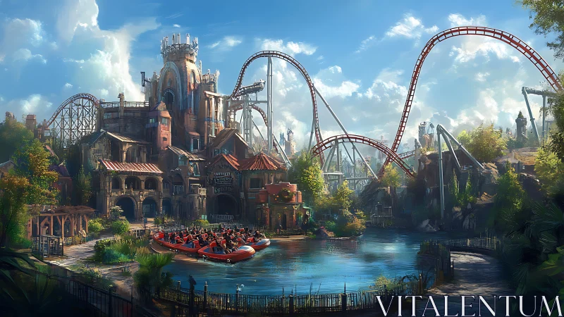 Sunlit steampunk theme park surges with coaster thrills