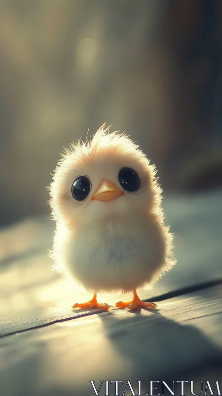 Luminous Digitally Rendered Chick with Volumetric Soft Feathering and Warm Backlighting