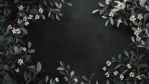 Monochromatic Floral Composition with Botanical Framing Elements.