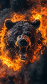 Thermodynamic ursine portrait with combustive halo field.