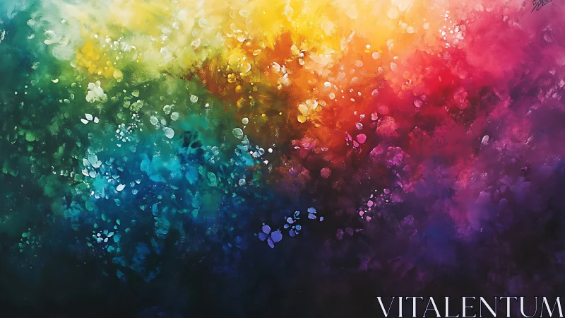 Multispectral abstract gradient with diffuse bokeh-like pigment clouds