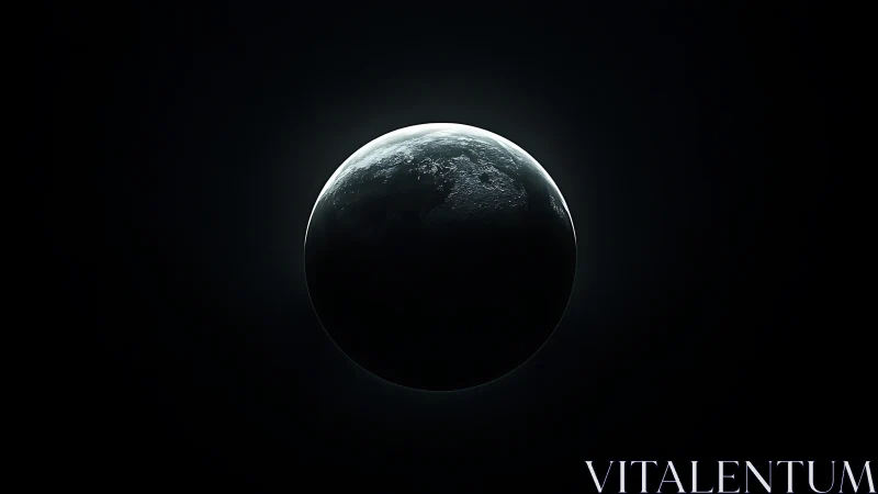 Half-lit planet emerging from deep cosmic shadow.
