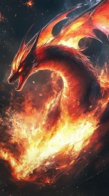 Inferno serpent crowned in molten wings and storming flame.